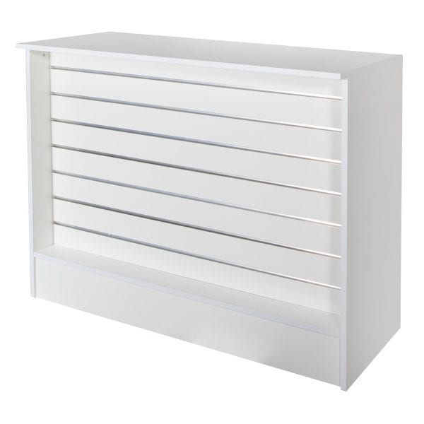 Slatwall Counter in White, Black and Timber - Shelves For Shops