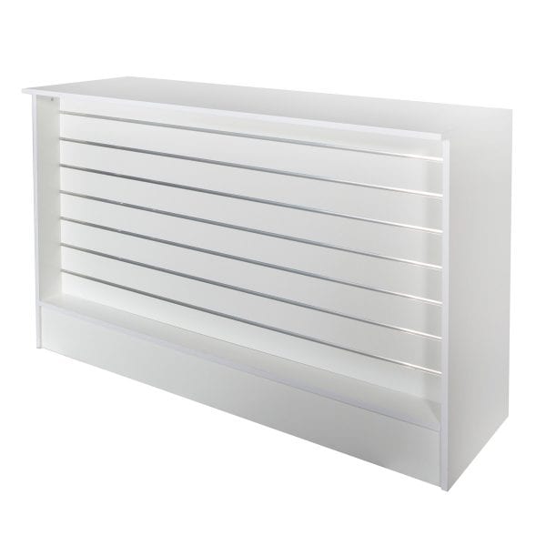 white slatwall counter