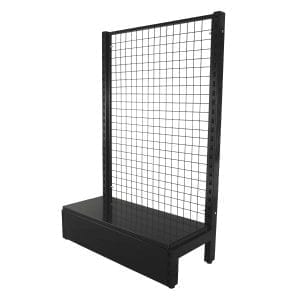 black shelving mesh grid