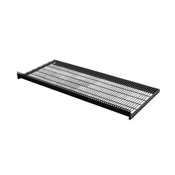 black wire heavy duty gondola shelf side facing